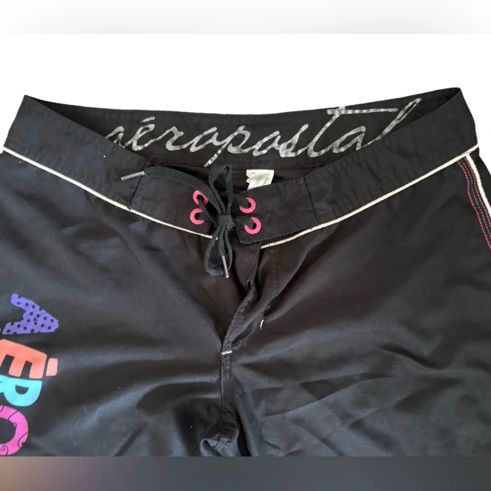 Aeropostale Black Colorful Logo Board Shorts Mens Size Medium